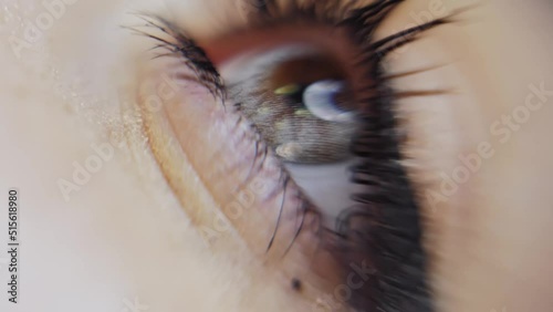 The human female eye opens and closes. macro.