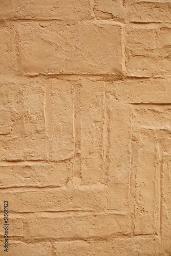 Beige Ziegelmauer mit Fachwerk-Balken, Deutschland, Europa © detailfoto