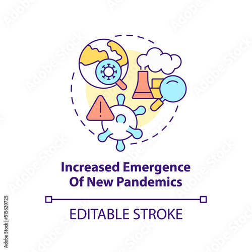 Increased emergence of new pandemics concept icon. Consequence of overpopulation abstract idea thin line illustration. Isolated outline drawing. Editable stroke. Arial, Myriad Pro-Bold fonts used