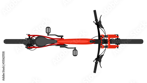 Modern Bicycle in top view with red frame