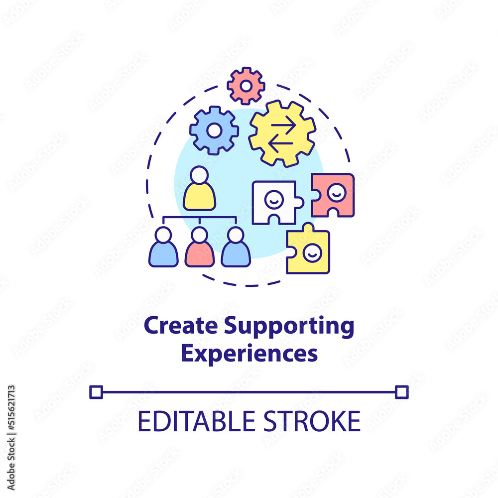 Create supporting experiences concept icon. Dealing with overcrowding abstract idea thin line illustration. Isolated outline drawing. Editable stroke. Arial, Myriad Pro-Bold fonts used