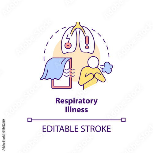 Respiratory illness concept icon. Infectious diseases. Health effect of overcrowding abstract idea thin line illustration. Isolated outline drawing. Editable stroke. Arial, Myriad Pro-Bold fonts used