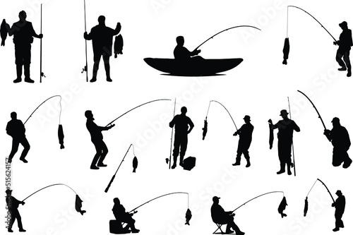 The set of Fishing silhouette