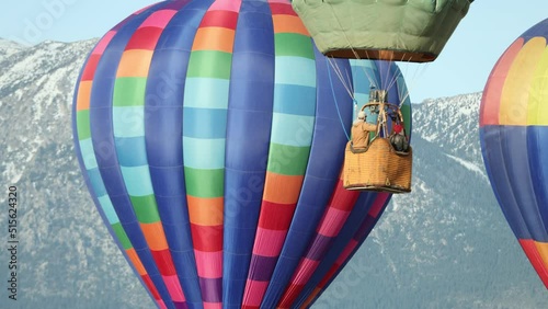 Hot Air Balloons in Carson Valley Nevada with Shallow Depth of Field on a Cold Winter Morning