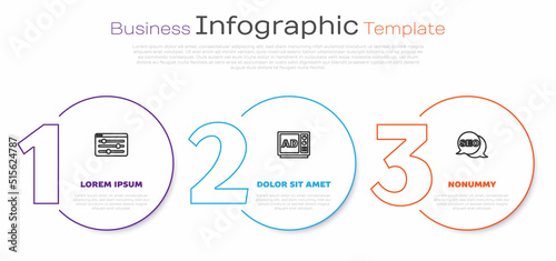 Set line Browser setting, Advertising and SEO optimization. Business infographic template. Vector