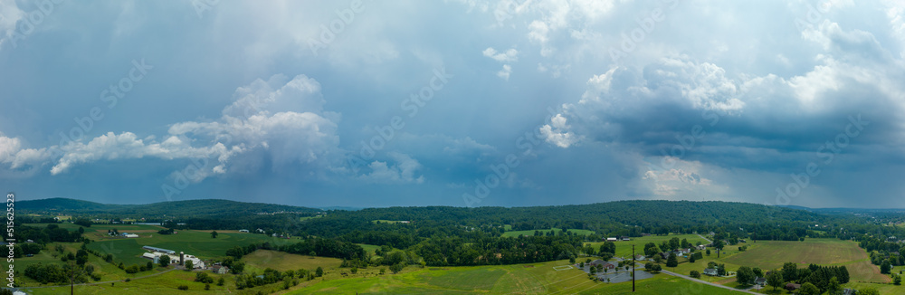 Storm Clouds over Rural Farmlands Aerial