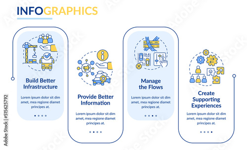 Reduction of overcrowding rectangle infographic template. Management. Data visualization with 4 steps. Editable timeline info chart. Workflow layout with line icons. Lato-Bold, Regular fonts used