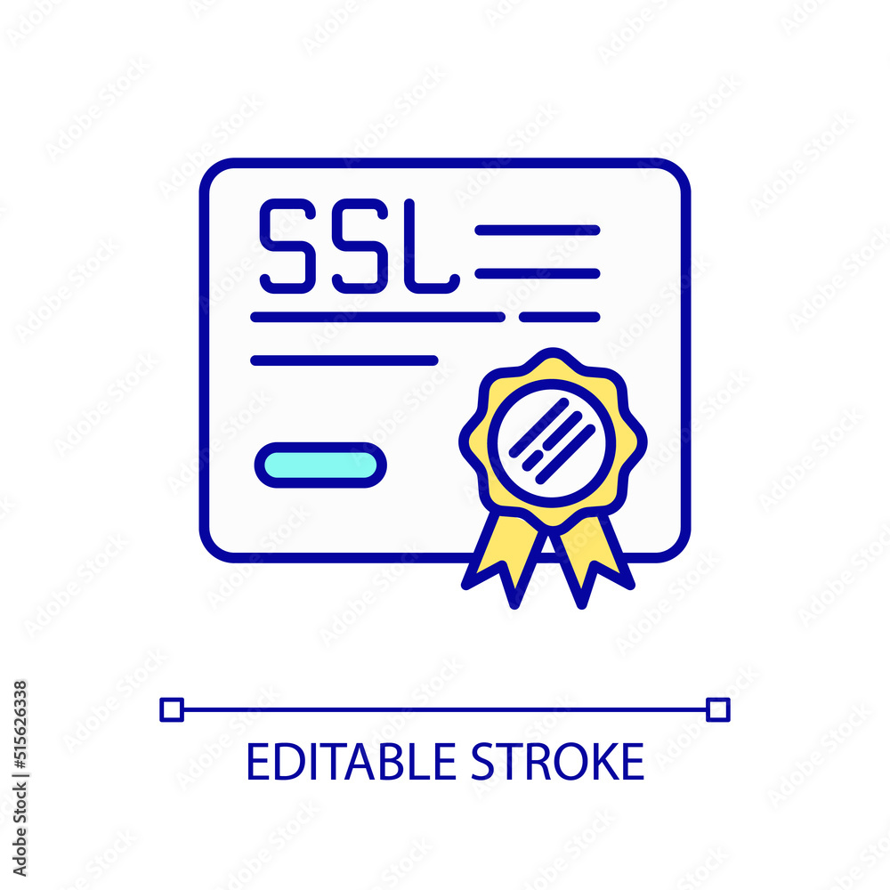 SSL certificate RGB color icon. Ownership of website. Extended ...