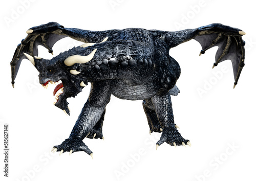 3D Rendering Fairy Tale Dragon on White