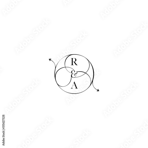 RA feminine wedding line initial concept with high quality logo design