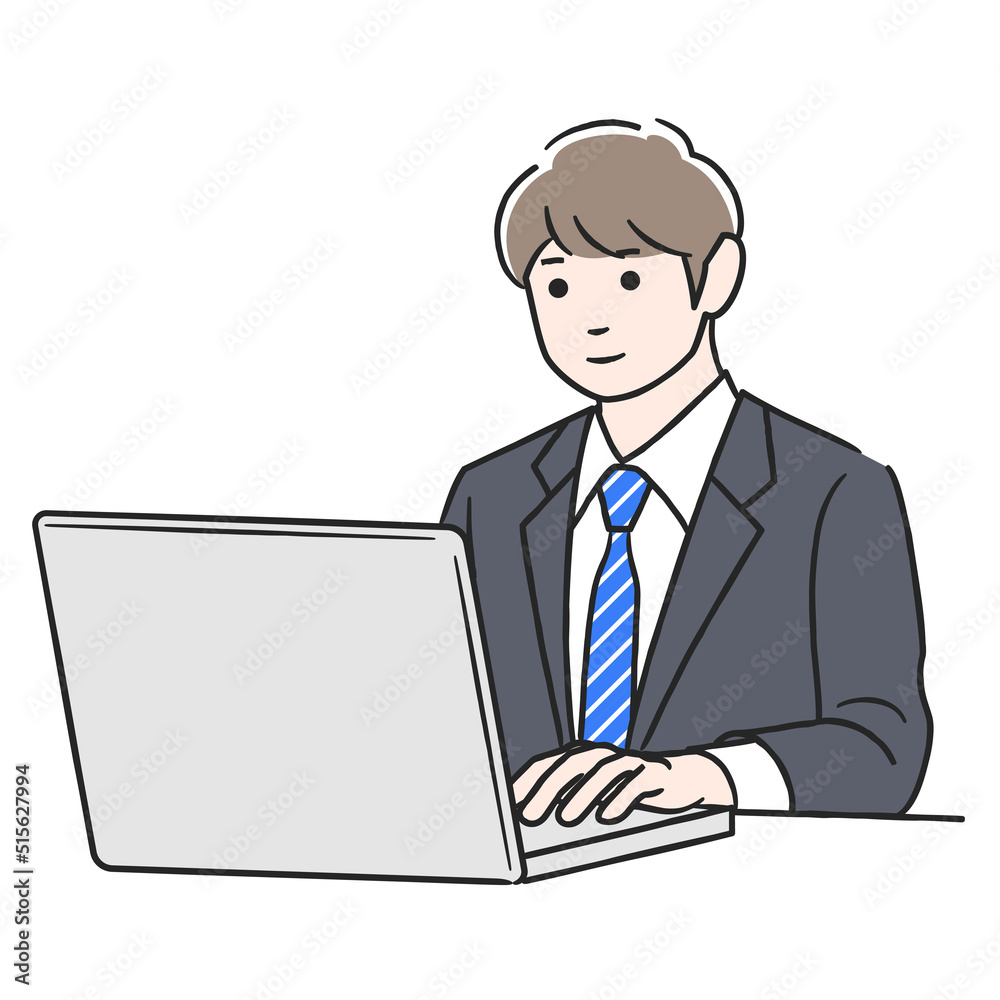 パソコン作業をする男性 パソコン作業をする男性
