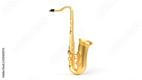 3d render golden saxophone on the old jazz music background