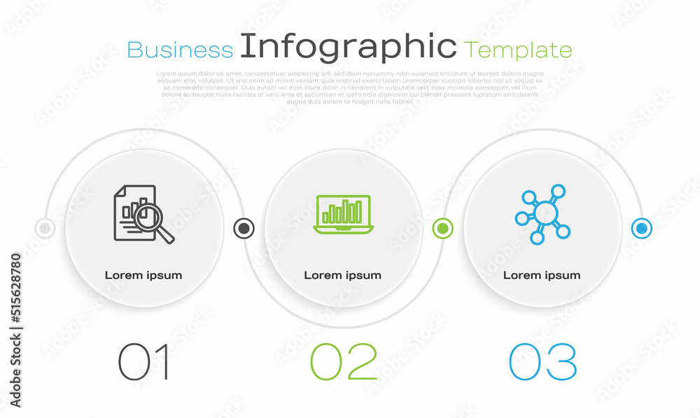 Set line Document with graph chart, Laptop and Project team base. Business infographic template. Vector Set line Document with graph chart, Laptop and Project team base. Business infographic template. Vector