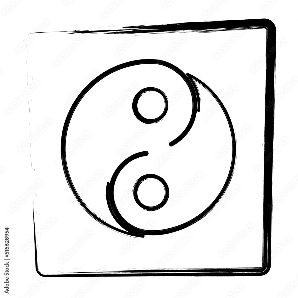 yin yang icon. brush frame. vector illustration. yin yang icon. brush frame. vector illustration.
