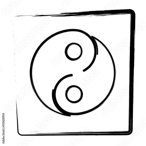 yin yang icon. brush frame. vector illustration.