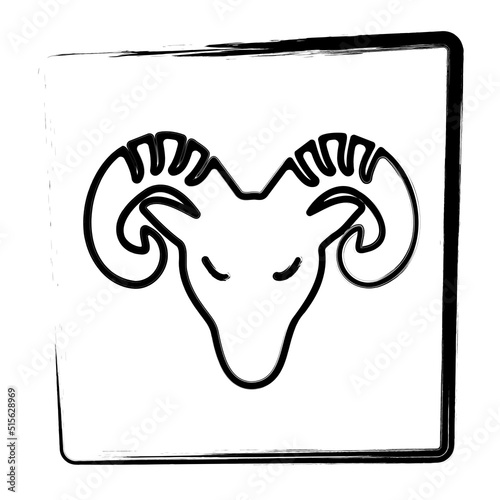 zodiac aries icon. brush frame. vector illustration.