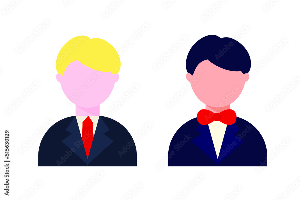 Bride and groom of a man. Vector illustration on white background. Bride and groom of a man. Vector illustration on white background.