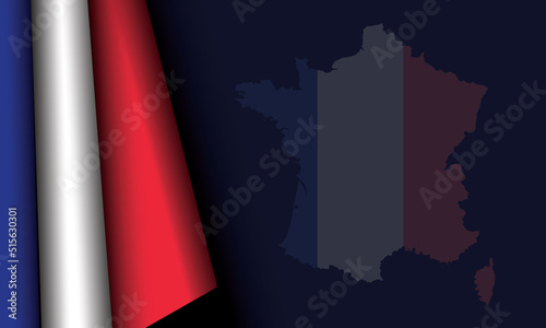 Bastille Day Background with france flag,  flag map sillhoute and Copy Space Area. Suitable to place on content with that theme or other about French photo