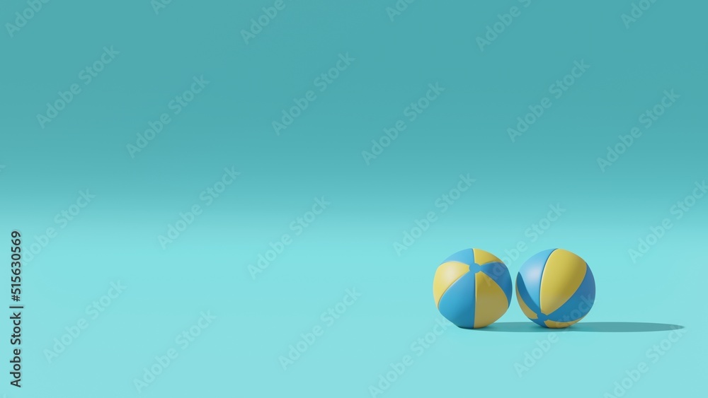 3D Rendering Beach Ball In Minimal Concept Summer Theme