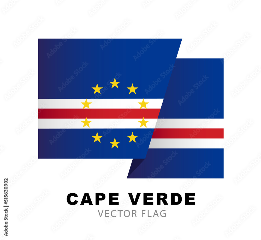 Colorful Cape Verdean flag logo. Flag of Cape Verde. Vector illustration isolated on white background. Colorful Cape Verdean flag logo. Flag of Cape Verde. Vector illustration isolated on white background.