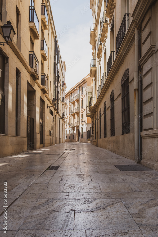 View of a narrow street in the center of Valencia