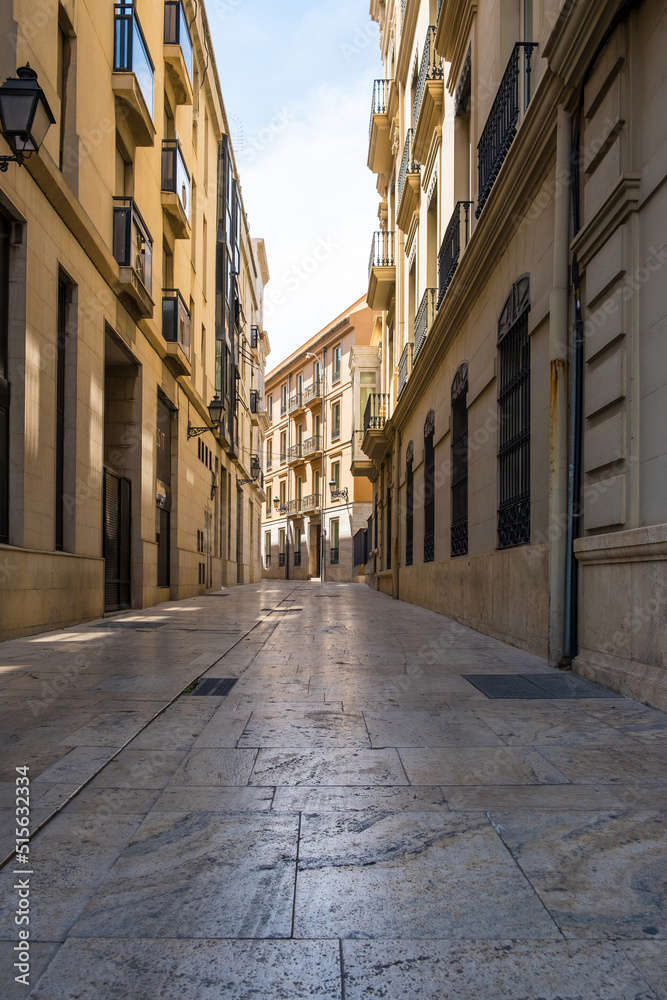 View of a narrow street in the center of Valencia