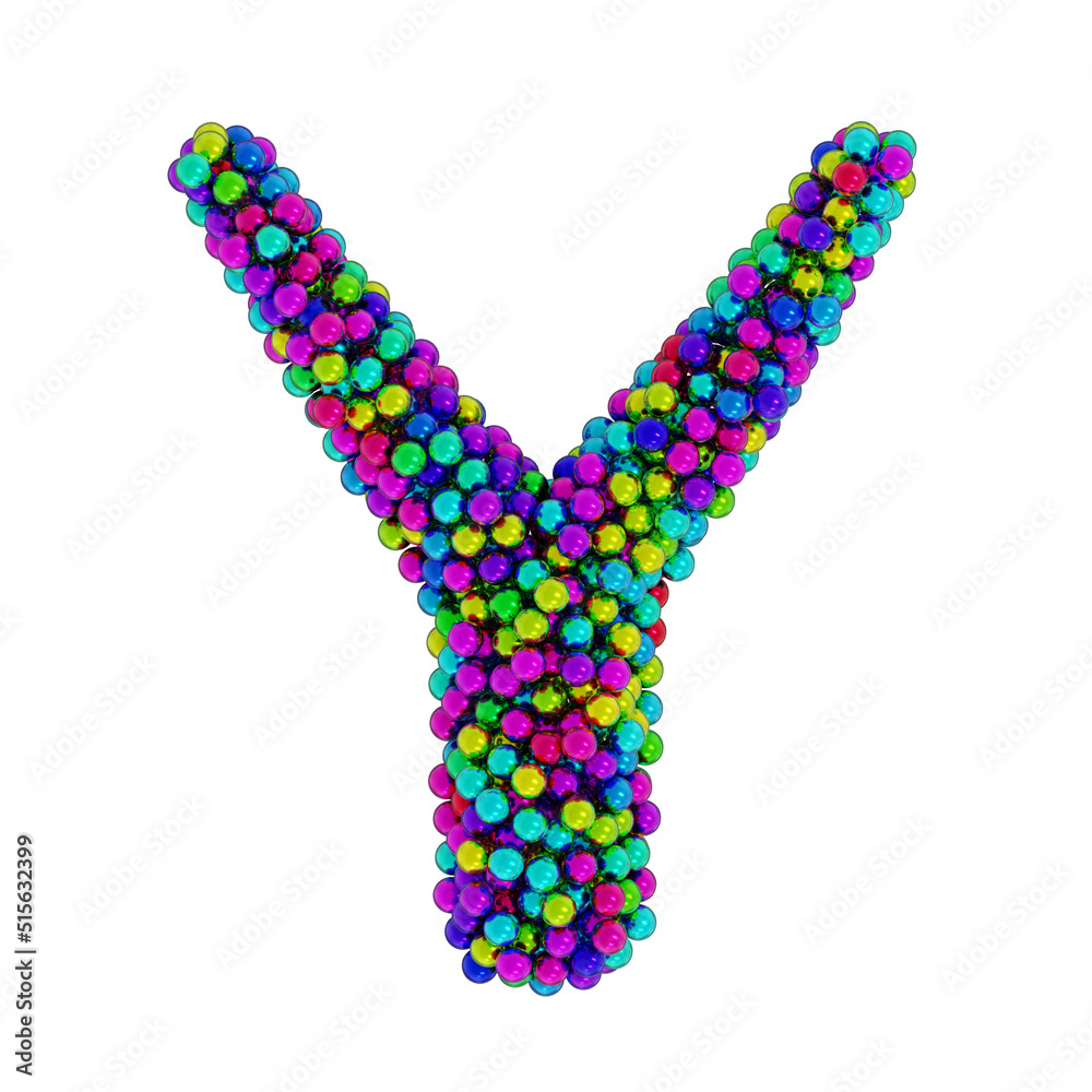 Letter Y made of colored metal balls, isolated on white, 3d rendering Letter Y made of colored metal balls, isolated on white, 3d rendering