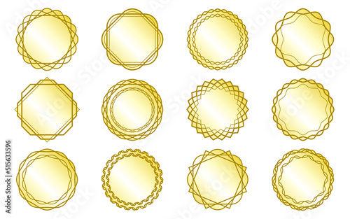シンプルで上品な円形フレームセット 線幅変更可能 ゴールド