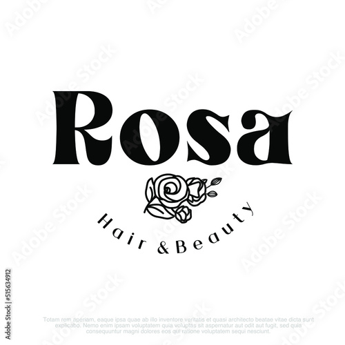 minimalistic and elegant feminine rose logo style hand drawn line logo