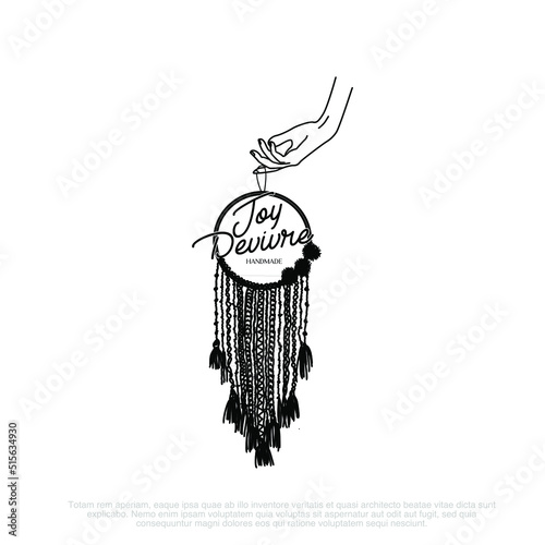 macrame in hand drawn style by hand for wall art decor