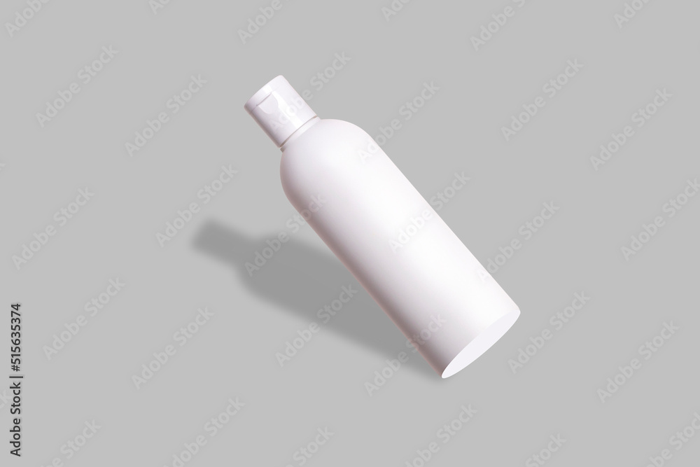 White cosmetic bottle with flip cap, realistic mockup. Beauty skin care product packaging container, 3d rendering. White cosmetic bottle with flip cap, realistic mockup. Beauty skin care product packaging container, 3d rendering.