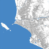 Lima vector map. Detailed map of Lima city administrative area. Cityscape panorama illustration. Road map with highways, streets, rivers.