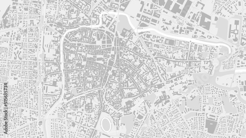 White and light grey Padua City area vector background map, streets and water cartography illustration.