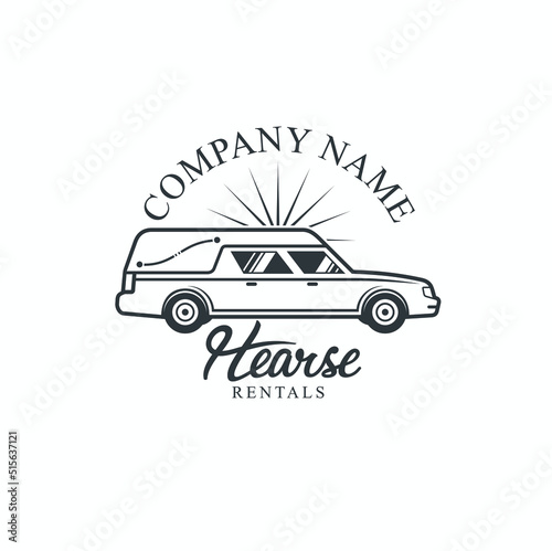 illustration for hearse service, vector art.