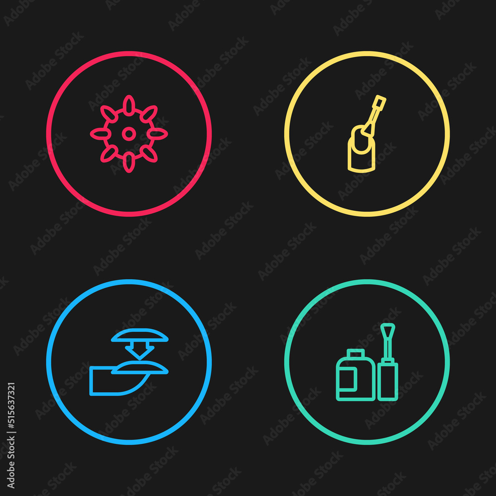 Set line False nails, Bottle of polish, Nail manicure and icon. Vector