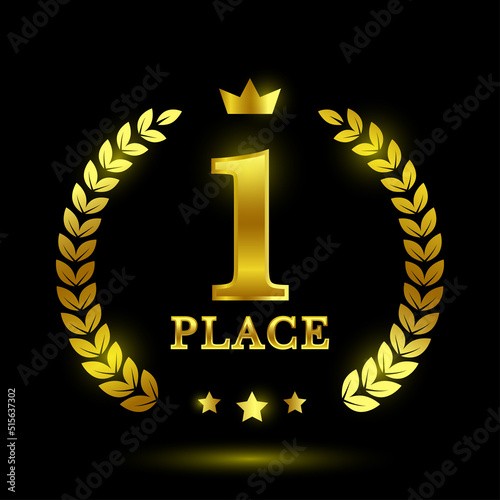 First place emblem. Vector stock illustration