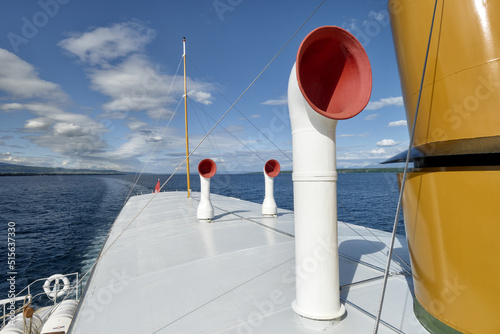windsock on the roof of a steamer on Lake Geneva, Switzerland
