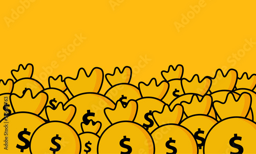 illustration vector graphic of dollar pile of money bag in cartoon style. Suitable to showing Profit and Goals on Good Business.