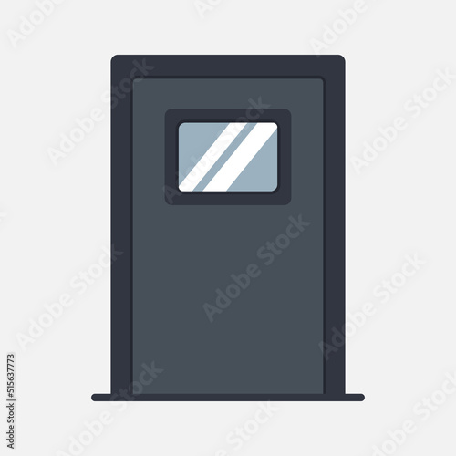 Iron Door with Glass Cartoon. Illustration vector graphic.ron Door with Glass Cartoon. Illustration vector graphic.