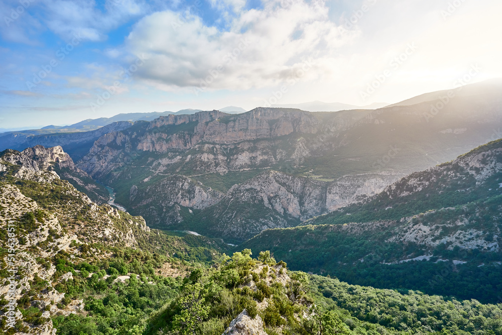 Panoramic view over Grand Canyon of Verdon in the Provence in southern France. Viewpoint 
