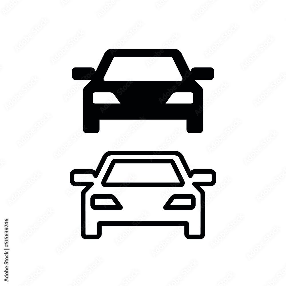 Car icon. Auto pictogram to indicate parking, highway or repair. Isolated vector illustration on white background.
