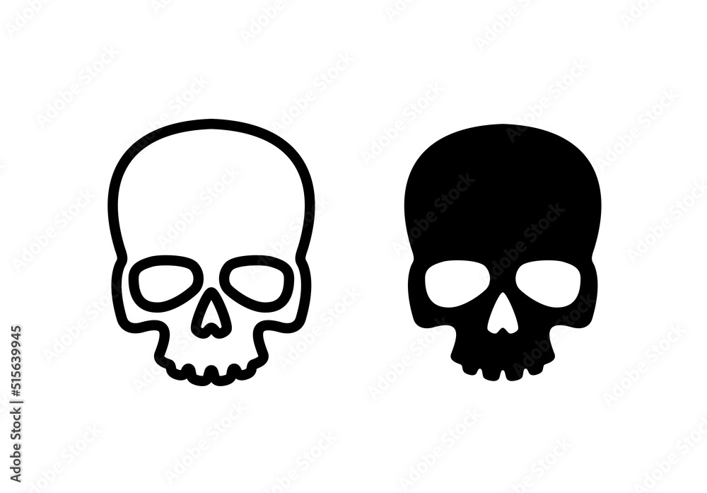 Obraz premium Skull icon. Symbol of poison and danger. Pirate flag attribute. Isolated raster illustration on white background.