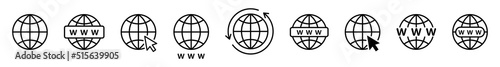 Internet globe vector icon set. Website, www icon sign.
