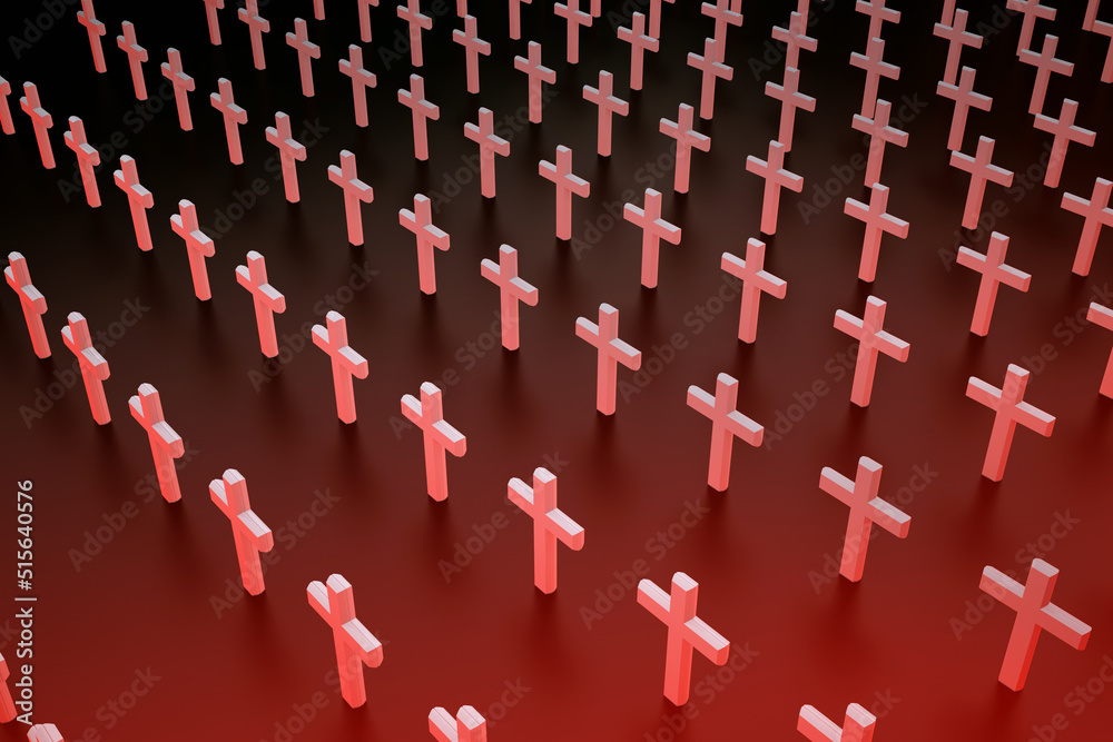 Fototapeta premium many red crosses on black background