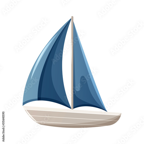 Fototapeta Naklejka Na Ścianę i Meble -  Cute ship with sails, water transport, vector illustration, cartoon nautical style