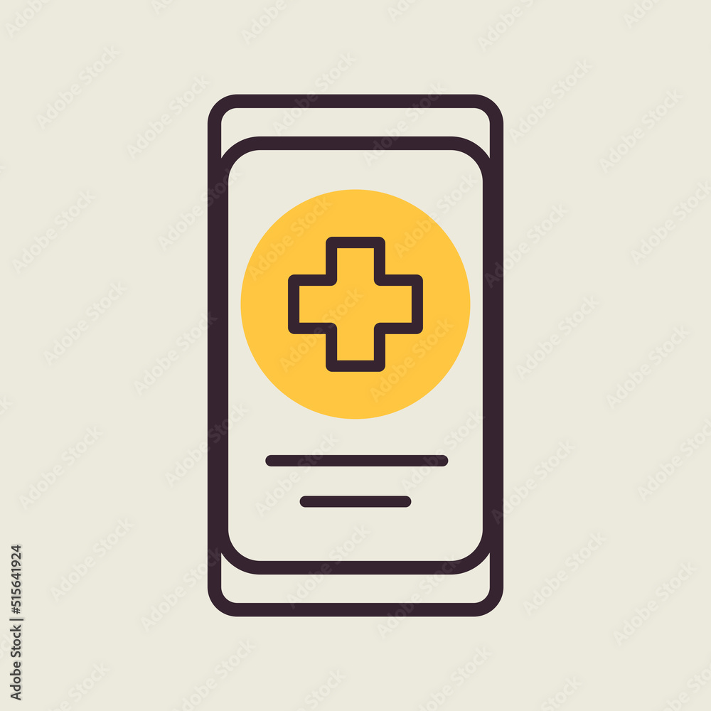 Obraz premium Smartphone with medical cross vector icon