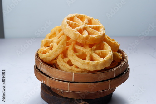 kembang goyang is an indonesian traditional crispy snack .also known in malaysia as kuih ros or kuih loyang  photo