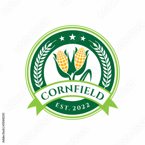 Corn farming logo design vector illustration