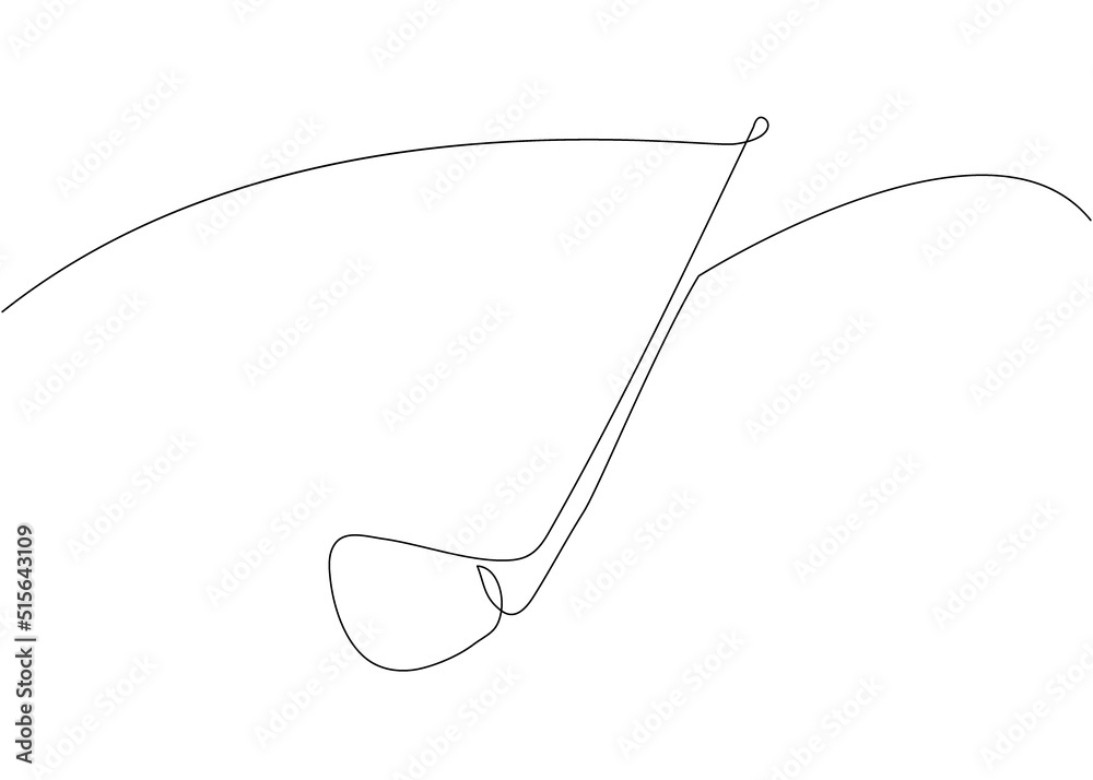 Golf club one line art. Continuous line drawing of sport, luxury, metal