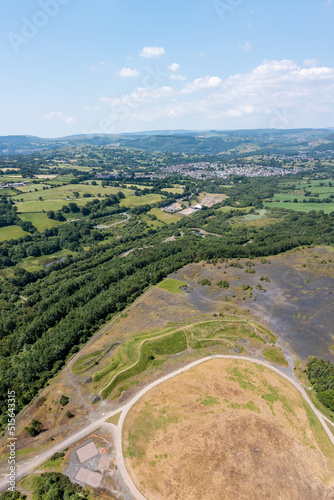 An aerial view of parc penallta a country park built on the site of the old coal colliery in South Wales photo